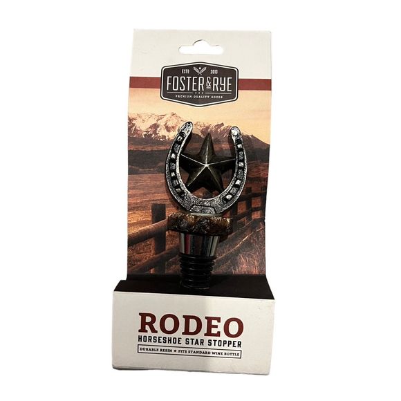 Foster & Rye Rodeo Horseshoe Star Agate Lot 3 Wine Bottle Stopper New In Package - Picture 2 of 9